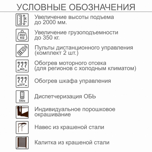 Вертикальный подъемник для инвалидов по ГОСТ ВПМ-01, с увеличением до 2000 мм, с калиткой из каршенной стали, с увеличеной грузоподъемностью до 350кг, с индивидуальным порошковым окрашиванием, с пультом дистанционного управления , с диспетчеризацией ОБЬ, 
